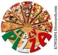 איטליה, פיצה, ב, ה, לחתוך לוח