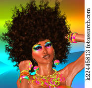 afro,, יפה, face,, אישה