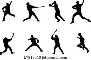 baseball players silhouettes