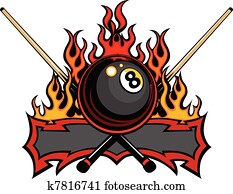 Billiards Eight Ball Flaming Vector Billiards Eight Ball Flaming Vector