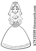 Bride in wedding dress, contours Bride in wedding dress, contours