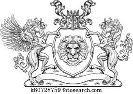 Crest Pegasus Horse Coat of Arms Lion Shield Seal Crest Pegasus Horse Coat of Arms Lion Shield Seal
