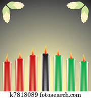 sete, kwanzaa, velas, em, vetorial