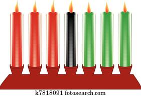 sete, kwanzaa, velas, em, vetorial