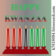 sete, kwanzaa, velas, em, vetorial