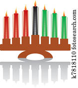 sete, kwanzaa, velas, em, vetorial