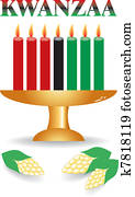 sete, kwanzaa, velas, em, vetorial