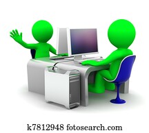 Team of two computer experts at workplace Team of two computer experts at workplace