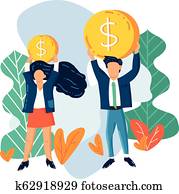 Vectot concept illustration of gender pay gap