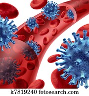 Virus cell infecting the blood Virus cell infecting the blood