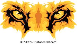 אריה, עיניים, קמיע, וקטור, גרפי
