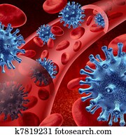 וירוס, תא, infecting, ה, דם