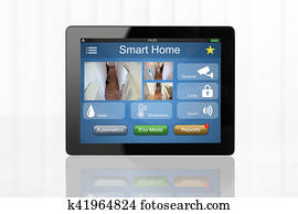 Digital Tablet Showing Home Automation System Digital Tablet Showing Home Automation System