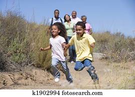 Extended Family walking in countryside