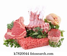 isolated assortment of raw meat isolated assortment of raw meat