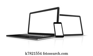 laptop, mobile phone and digital tablet pc computer
