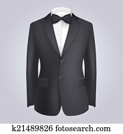 Male Clothing Stiped Dark Suit with Bow Tie.
