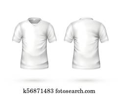 Vector realistic t-shirt white blank mockup
