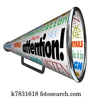 Attention Bullhorn Megaphone Sends Warning Message Attention Bullhorn Megaphone Sends Warning Message