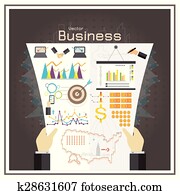 business graph investment map usa money report vector