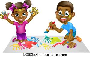 Cartoon Kids Painting Cartoon Kids Painting