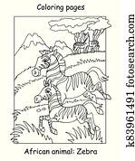 Coloring zebra vector Coloring zebra vector