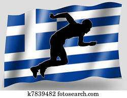 Country Flag Sport Icon Silhouette Greece Athletics