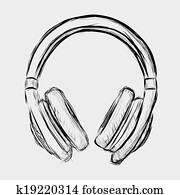 Clip Art of Headphones sketch k10380699 - Search Clipart, Illustration