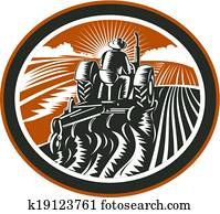 landwirt, fahren, traktor, pflügen, feld, früher landwirt, fahren, traktor, pflügen, feld, früher