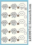 math, pédagogique, dénombrement, jeu, pour, enfants, addition, worksheet