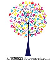 Tree with letters of alphabet Tree with letters of alphabet