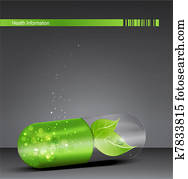 vector flyer for medical theme with a green pill and leaf vector flyer for medical theme with a green pill and leaf