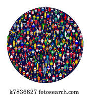 הסתובב, מלא, של, צבע, אנשים