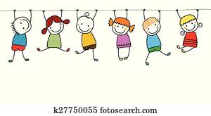 שמח, ילדים, לשחק