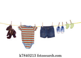 Baby clothing hanging on clothesline