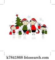 Christmas gifts. Family with shopping bags Christmas gifts. Family with shopping bags
