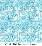 japoneses, seamless, ondas