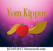 Jewish holiday card horn and apple Jewish holiday card horn and apple