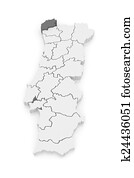 mapa, de, viana, faça, castelo., portugal. mapa, de, viana, faça, castelo., portugal.