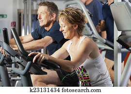 Mature couple at fitness centre