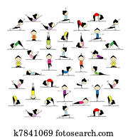 People practicing yoga, 25 poses for your design People practicing yoga, 25 poses for your design