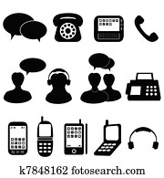 telefone, e, comunicação, ícones