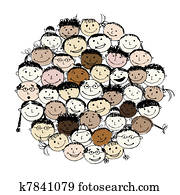 torcida, de, engraçado, povos, esboço, para, seu, desenho