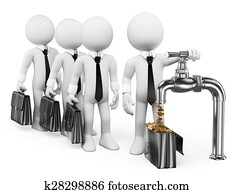 3d, blanc, gens., homme affaires, allumer, les, argent, robinet