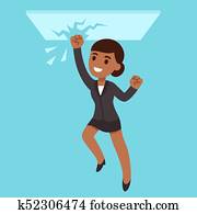 Business woman breaking glass ceiling Business woman breaking glass ceiling