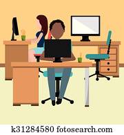 büro- innere, arbeitsplatz