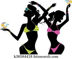 Girls Silhouette Summer Drinks Girls Silhouette Summer Drinks