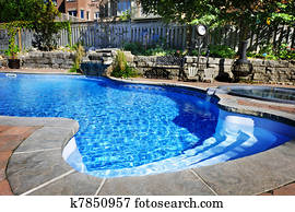 piscina, com, cachoeira