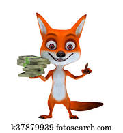 red fox with pose hold money red fox with pose hold money