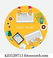 Team Work Flat Concept Vector Illustration Team Work Flat Concept Vector Illustration